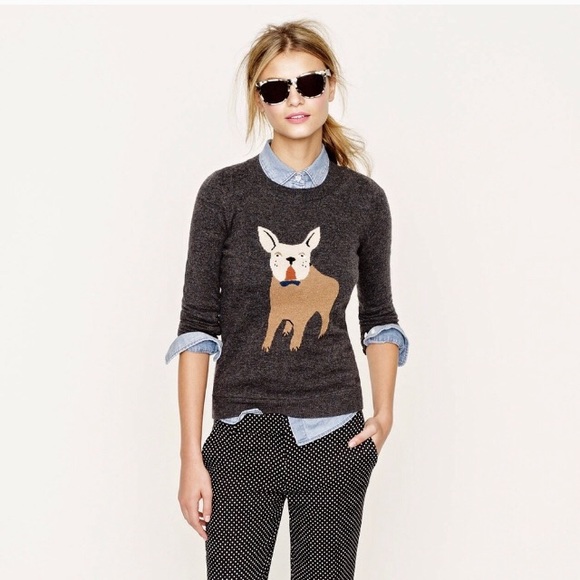 J.Crew French Bulldog Sweater Like New Grey XSmall - Picture 1 of 11